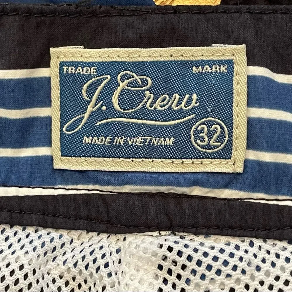 J. Crew Mens Blue Striped Swim Trunks Size 32